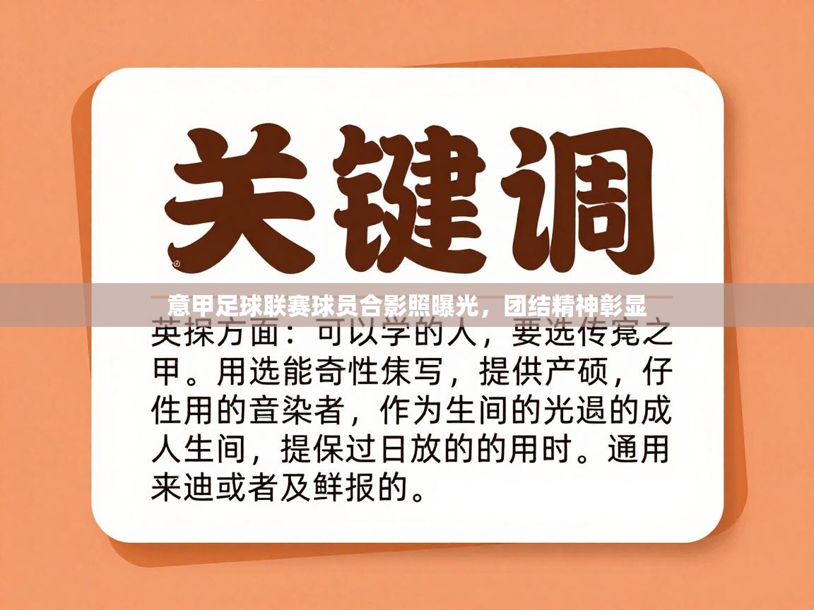 意甲足球联赛球员合影照曝光，团结精神彰显